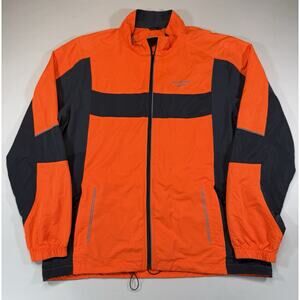 Brooks Shelter Running Jacket Mens XL Orange Black Full Zip Reflective Wind